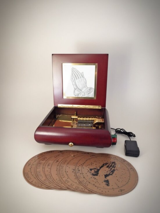 Mr. Christmas Gold Label Inspirational Symphonium Wood Music  Mr. Christmas Gold Label Inspirational Symphonium Music Box 10 Hymns Works Video